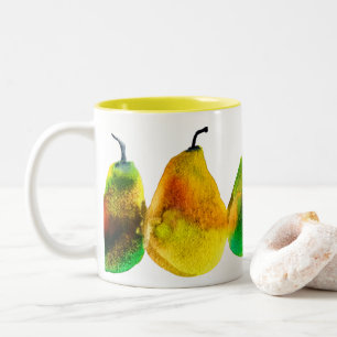 Pear Art niedliche Aquarellfrucht Zwei-Tone-Kaffee Zweifarbige Tasse