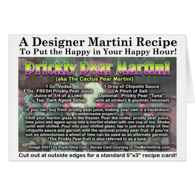 Pear-Cactus pear Martini-Rezept-Karte (Vorderseite (Horizontal))