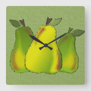 Pear (glass/tile) Wall Clock Quadratische Wanduhr