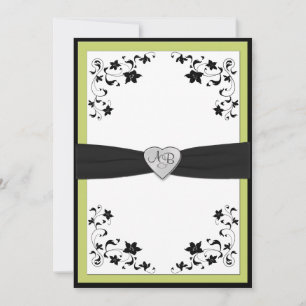 Pear Green und Black Mit Monogramm Einladung