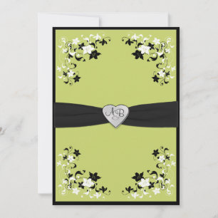Pear Green und Black Mit Monogramm Einladung