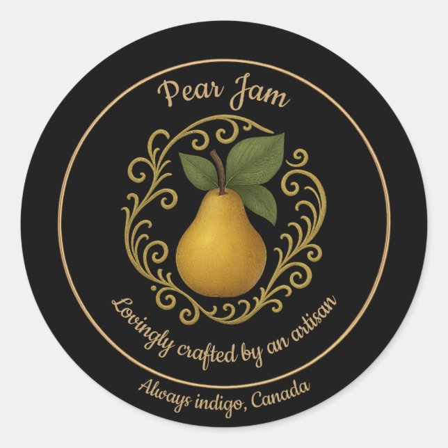 Pear Serenity – Artisan Jam Label Runder Aufkleber (Vorderseite)