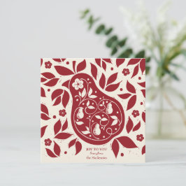 Pear Tree Partridge - Cranberry Red Feiertagskarte