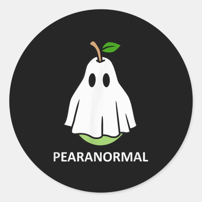 Pearanormal Cute Ghost Pear Halloween Costume Funn Runder Aufkleber (Vorderseite)
