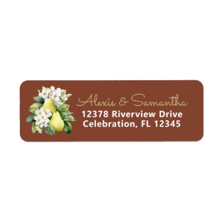 Pearfect Brown Green Wedding Return Label