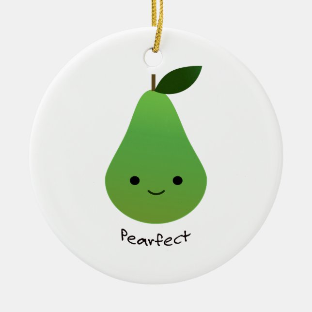 Pearfect Niedlich Kawaii Pear Keramik Ornament (Vorne)