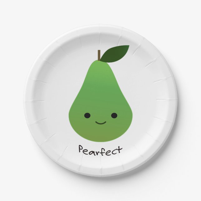 Pearfect Niedlich Kawaii Pear Pappteller (Vorderseite)