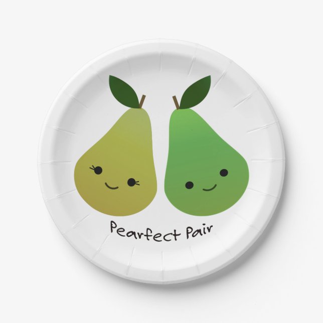 Pearfect Pear Kawaii Birnen Pappteller (Vorderseite)