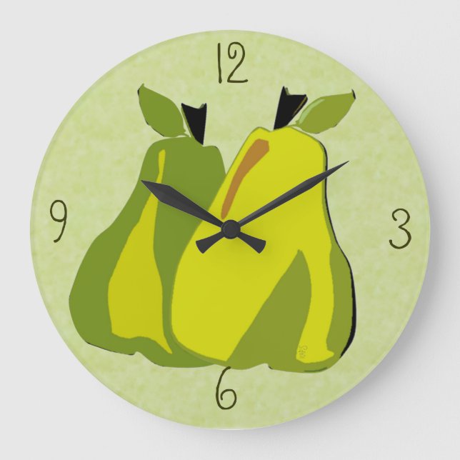 PEARfect Pear (Minze) Wall Clock Große Wanduhr (Vorderseite)
