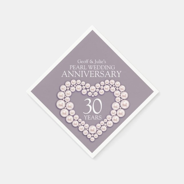 Pearl 30. Hochzeit Geburtshaus Servietten (Ecke)