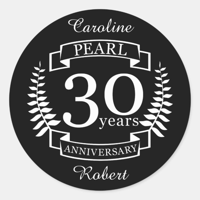 Pearl 30. Hochzeitstag 30 Jahre Runder Aufkleber (Vorderseite)