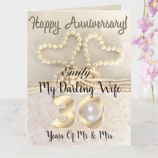 Pearl 30 th Wedding Jubiläumskarte für Ehefrau Karte