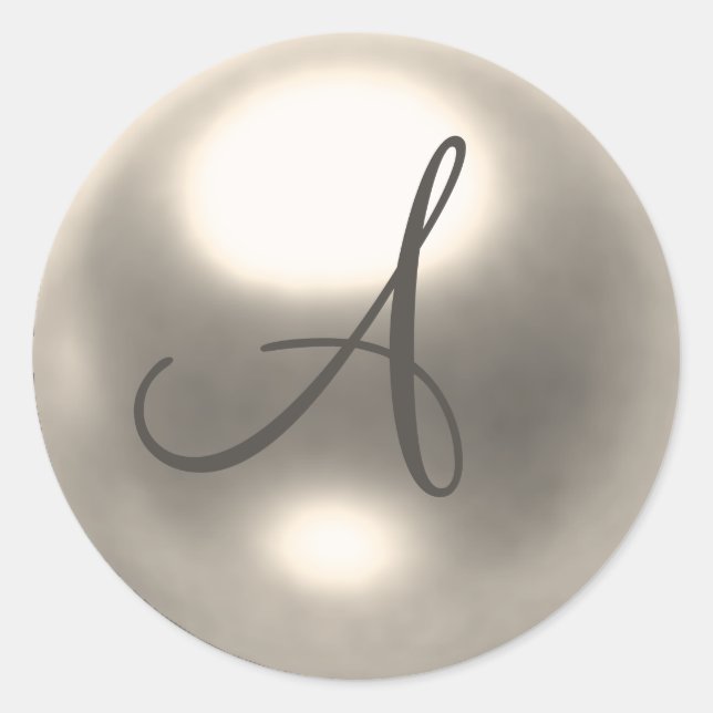 Pearl A monogram Hochzeit Siegel Runder Aufkleber (Vorderseite)