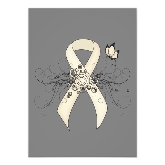 Pearl Awareness Ribbon Butterfly Fotodruck (Vorne)