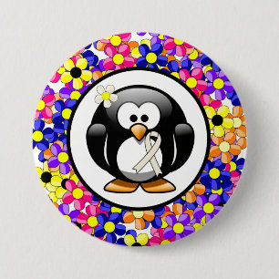 Pearl Awareness Ribbon Penguin Button