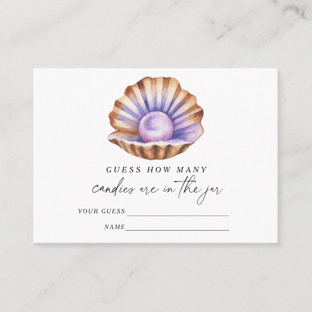 Pearl baby shower Guess how many candies Begleitkarte (Vorderseite)