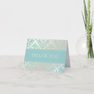 Pearl + Blue Damask Vielen Dank Anmerkung Karten