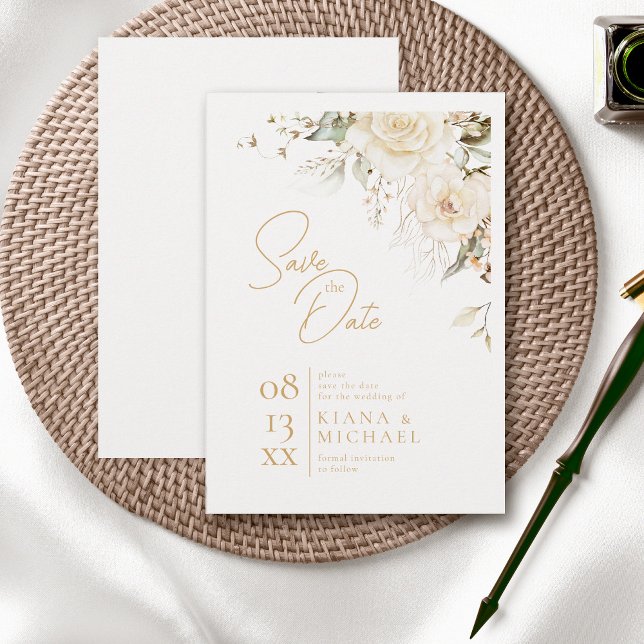 Pearl Blush Bloral Elegance Border Wedding ID989 Save The Date (Von Creator hochgeladen)