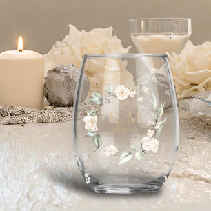 Pearl Blush Bloral Elegance Border Wedding ID989 Weinglas Ohne Stiel