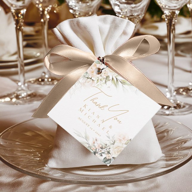 Pearl Blush Floral Elegance Danke, ID989 Geschenkanhänger (Von Creator hochgeladen)