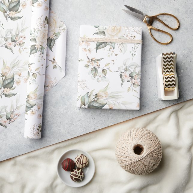 Pearl Blush Floral Elegance Muster ID989 Geschenkpapier (Kunsthandwerk)