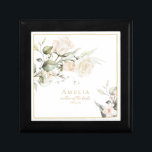 Pearl Blush Floral Elegance Wedding ID989 Erinnerungskiste<br><div class="desc">Die hier gezeigte koordinierende Geschenkboxen der Hochzeitsfeier bietet eine Vorlage, um einfach Ihre Hochzeitsfeier Mitglied, Name und Hochzeitsdatum hinzuzufügen. Die Designsuite ist mit sanften Perlen- und Wasserfarbenfloralen, die mit schimmernden Golddetails und dramatischen ebonischen Touchs besticht. Die Sammlung strahlt eine zeitlose Romantik aus, die perfekt für Paare geeignet ist, die Eleganz...</div>