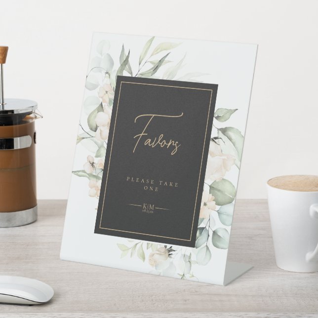 Pearl Blush Floral Gastgeschenke Hochzeiten ID989 Sockelschild (In SItu)