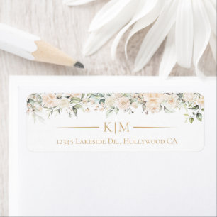 Pearl Blush Floral Wedding Border Initials ID989