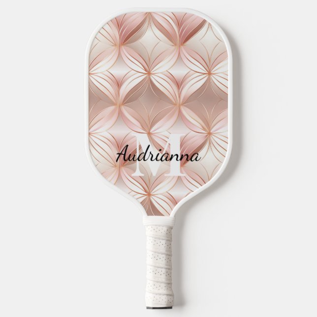 Pearl Blush Pink Rose Gold Abstrakt Pickleball Schläger (Vorderseite)