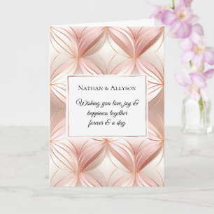Pearl Blush Pink Rose Gold Abstrakte Hochzeit Karte