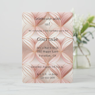 Pearl Blush Pink Rose Gold Glam Circles Birthday Einladung
