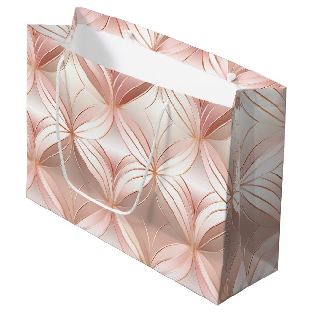Pearl Blush Pink Rose Gold Große Geschenktüte (Vorderseite Schrägansicht)