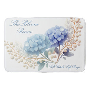 Pearl Blush Powder Blue Hydrangea Wasserfarbe Badematte