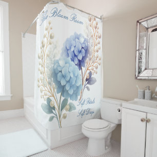 Pearl Blush Powder Blue Hydrangea Wasserfarbe Duschvorhang