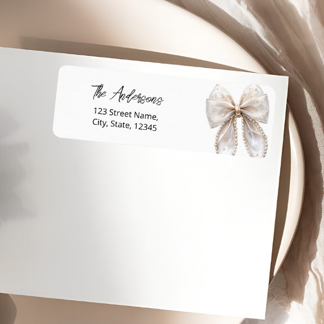 Pearl Bow White Return Address Label (Von Creator hochgeladen)