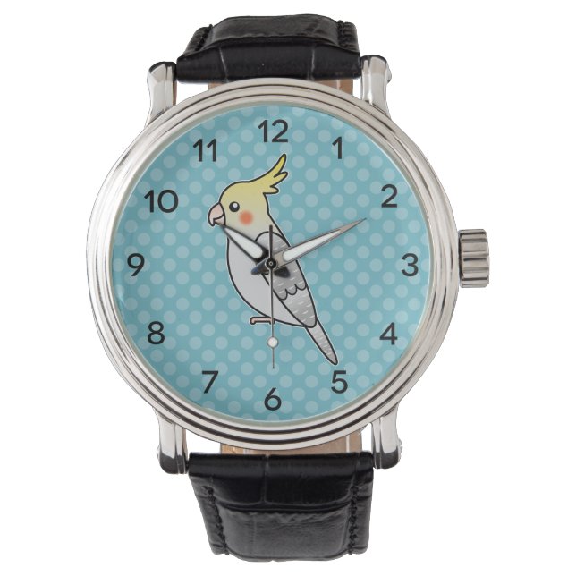 Pearl Cartoon Cockatiel Parrot Bird Armbanduhr (Vorderseite)