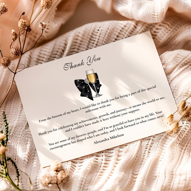 Pearl Champagne Glass Graduation Dankeskarte (Von Creator hochgeladen)