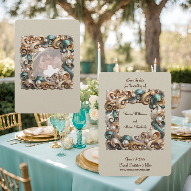 Pearl Coast Elegance Formal Save the Date Card (Von Creator hochgeladen)