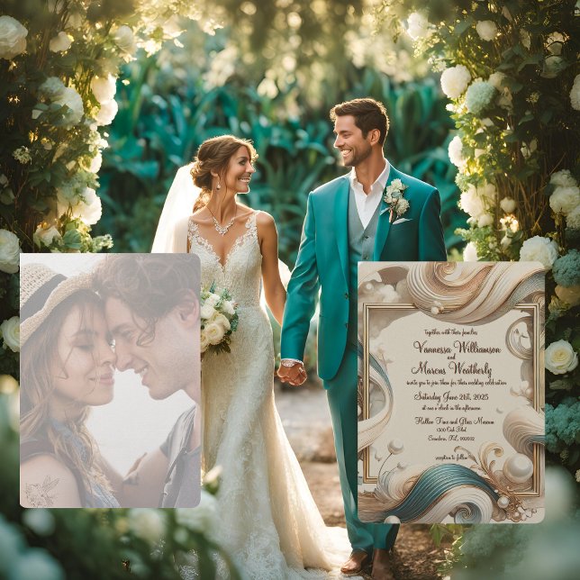 Pearl Coast Elegance Minimalistische Hochzeit Einl Einladung (Von Creator hochgeladen)