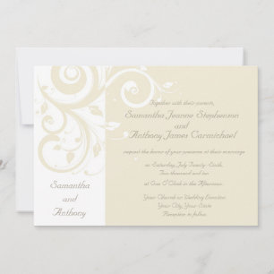 Pearl Cream Reverse Swirl Hochzeitseinladungen Einladung