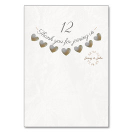 Pearl & Creme Spitzenherz Trauung Tischnummer