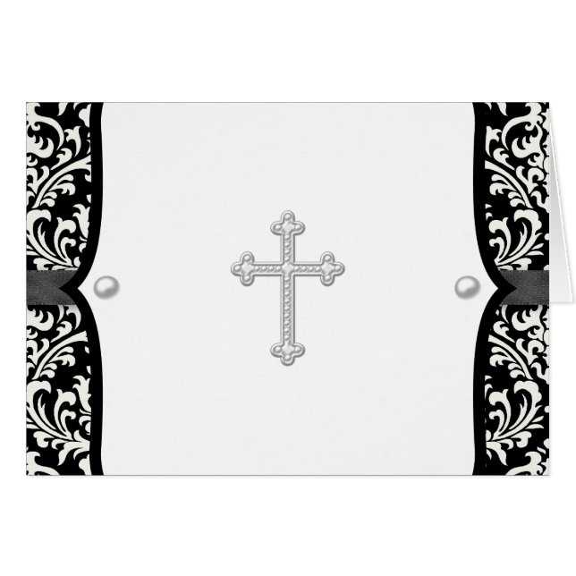 Pearl Cross und Black Damask Danke an Ihre Karten (Vorderseite (Horizontal))