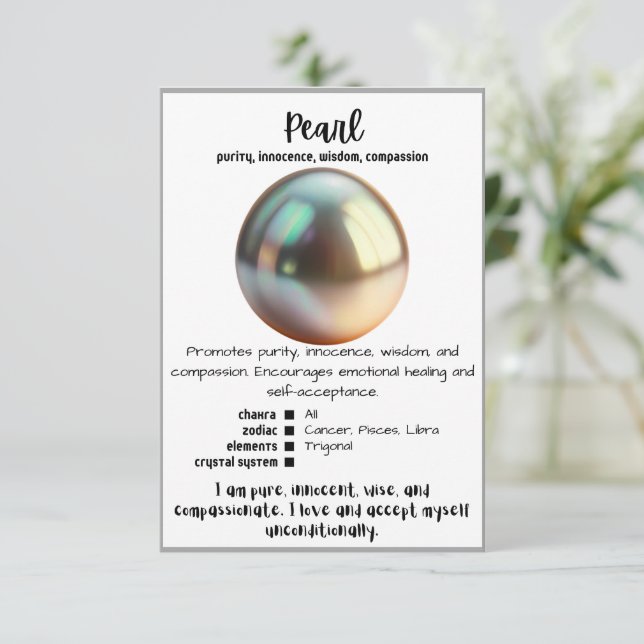 Pearl Crystal Meaning Card Einladung (Stehend Vorderseite)