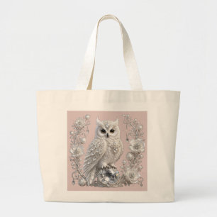 Pearl Crystal Owl Silberner Blumenrahmen Jumbo Stoffbeutel