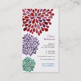 Pearl Dahlia Blossom Burst Floral Business Card Visitenkarte