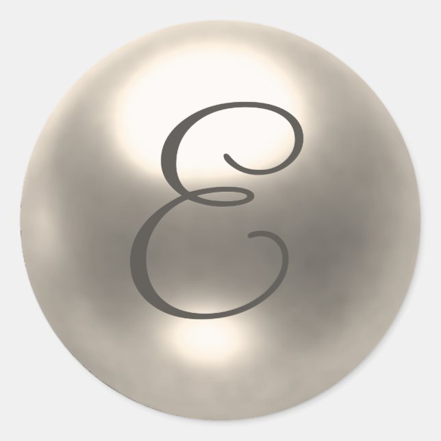 Pearl E monogramm Hochzeitsstift Siegel Runder Aufkleber (Vorderseite)