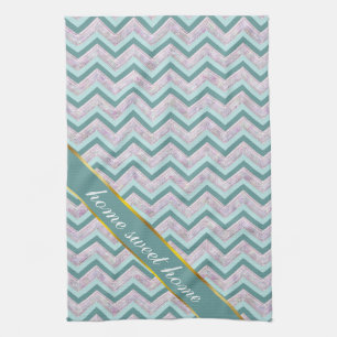 Pearl Floral Aquamarin ZigZag Muster Geschirrtuch