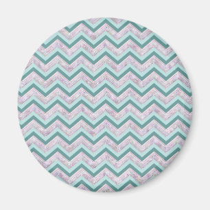 Pearl Floral Aquamarin ZigZag Muster Magnet