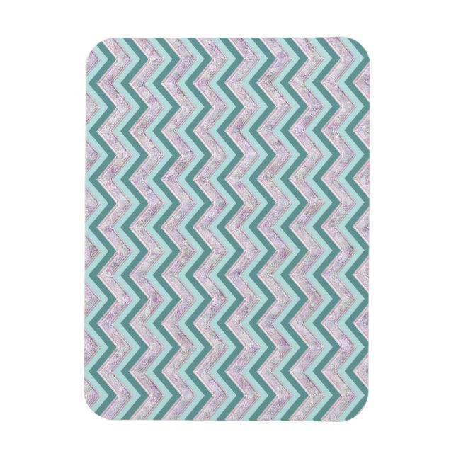 Pearl Floral Aquamarin ZigZag Muster Magnet (Vertikal)