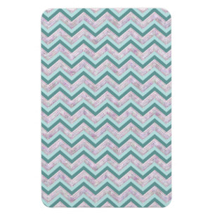 Pearl Floral Aquamarin ZigZag Muster Magnet